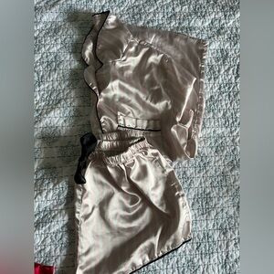 Satin Pink Striped Pajama Set Size Small